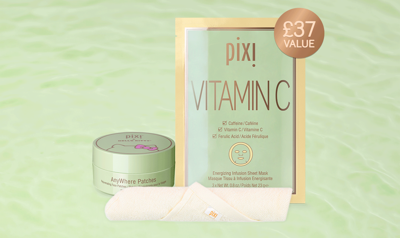 Deluxe Spa Trio, £37 value, featuring AnyWhere Patches, Face Cloth, and choice of Volume, Glow, or Vitamin-C Sheet Mask Set-of-3.