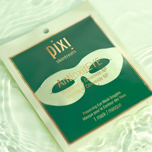 PIXI! AntioxifEYE eye mask packaging on a light green background view 1